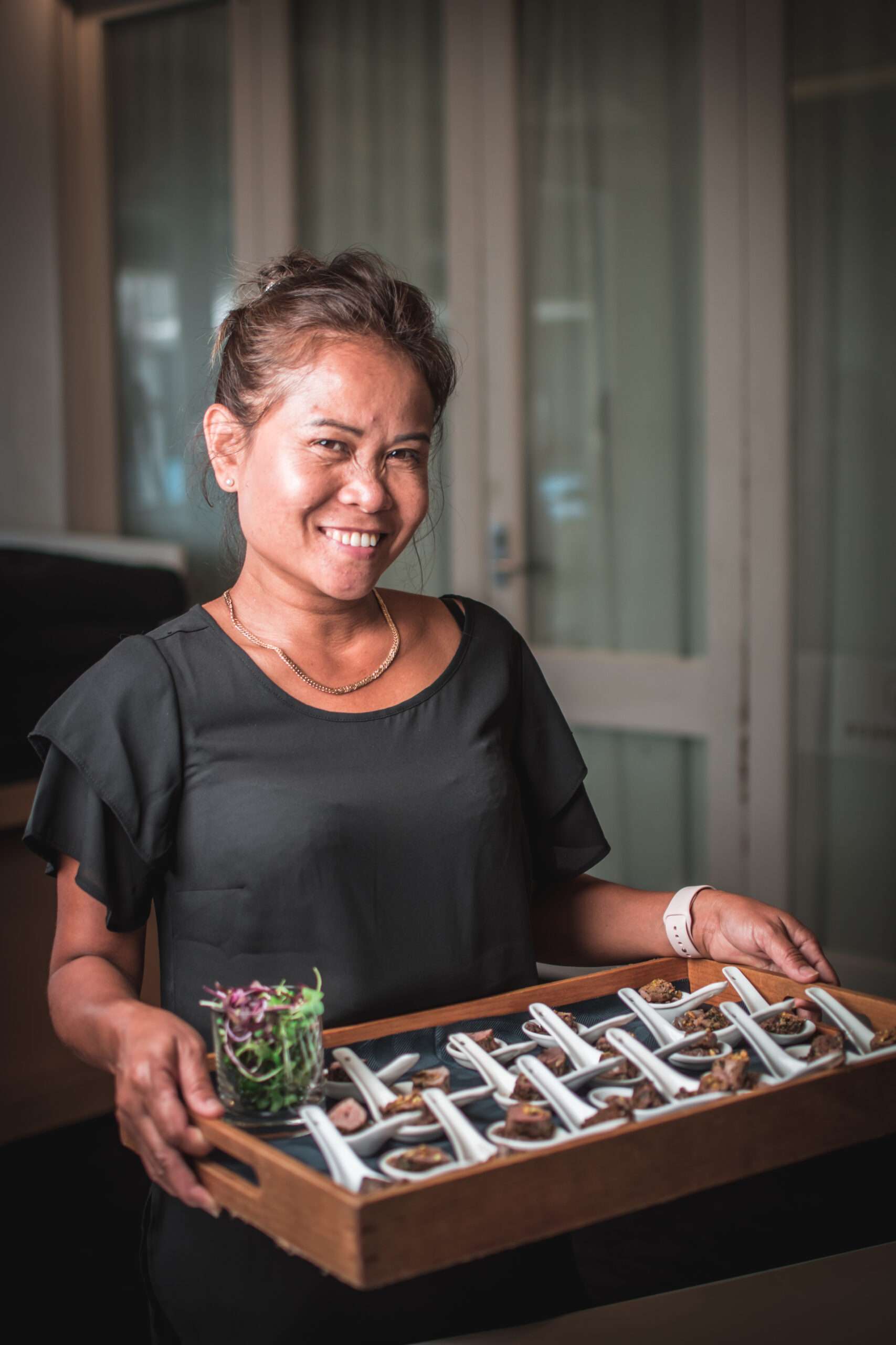 waitress at viaduct basin restaurant